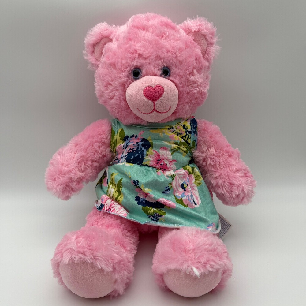 Build-A-Bear Workshop Pink Shaggy Plush Teddy Bear Stuffed Animal Stuffy